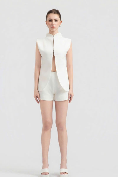 SERENA SLIT TOP - WHITE